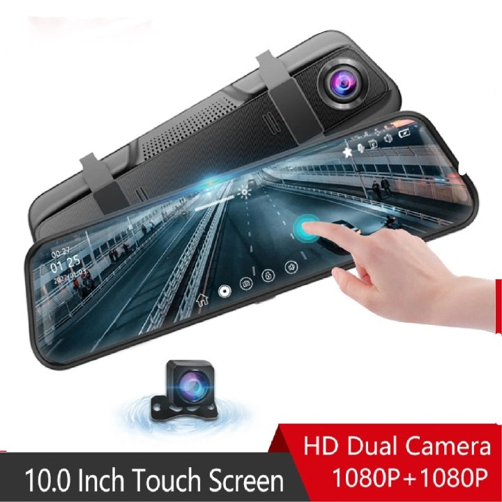 MirrorCam10™ – 10" Touchscreen Dash Cam with Front & Rear Recording