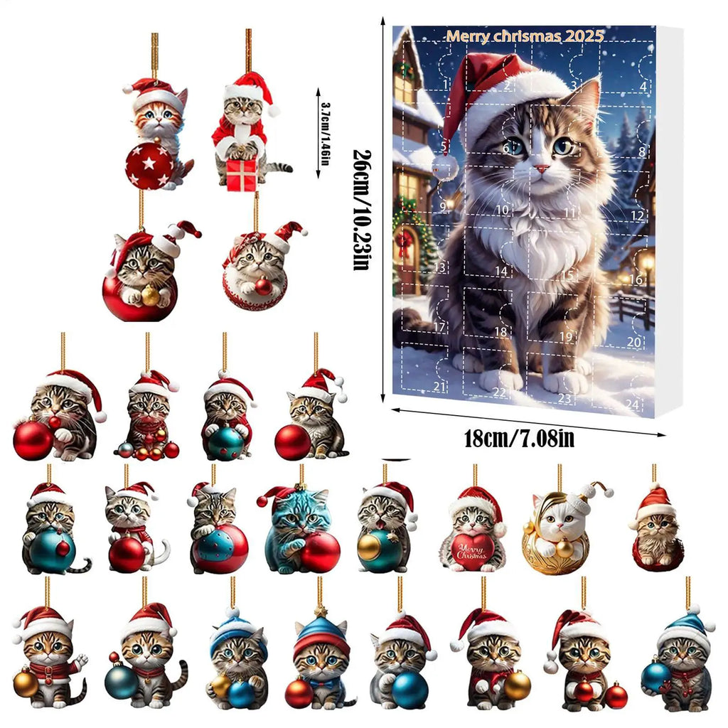 PurrJoy™ Cat Christmas Advent Ornaments – 24 Days of Cute Surprises