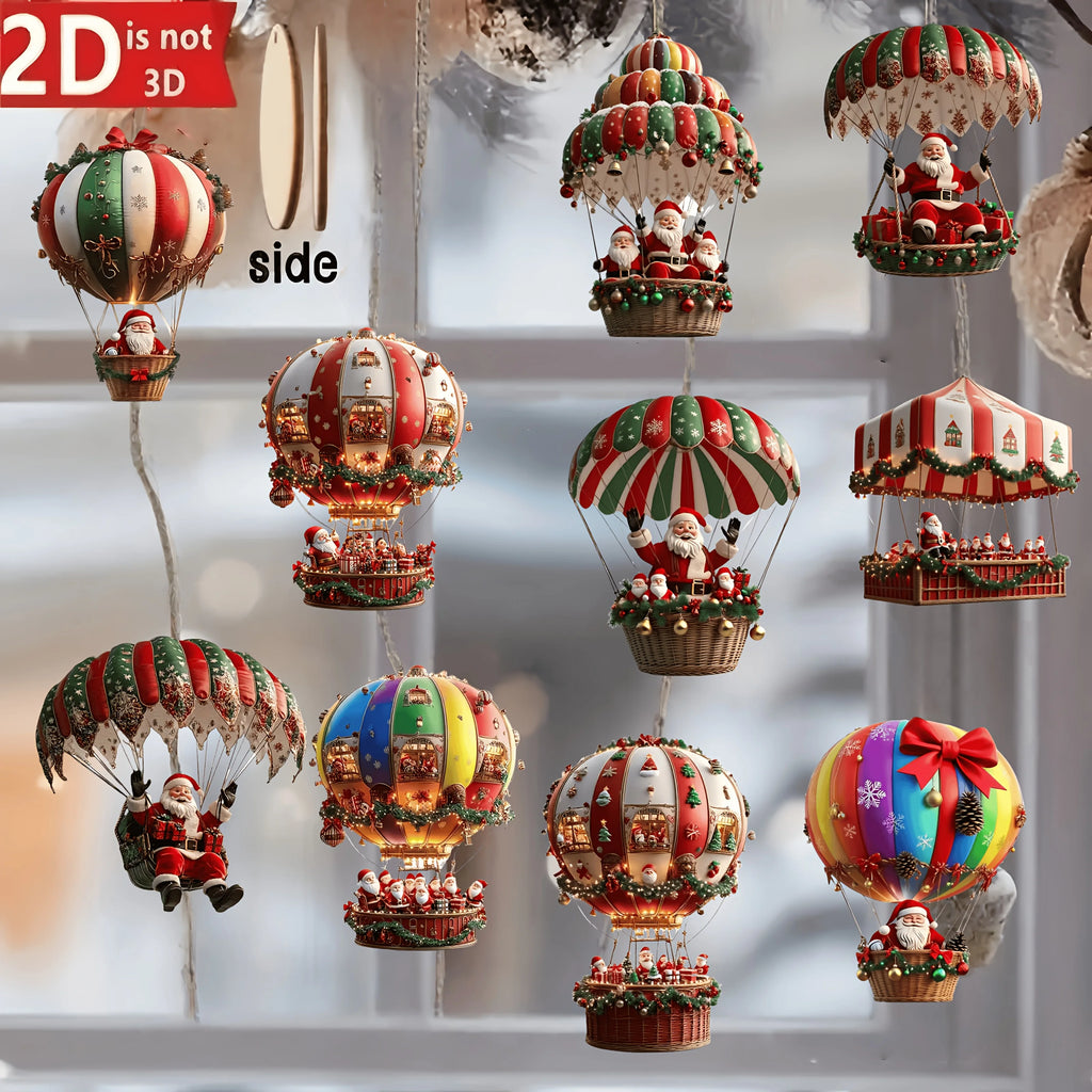 Wooden Santa Balloon Ornaments – 10PCS