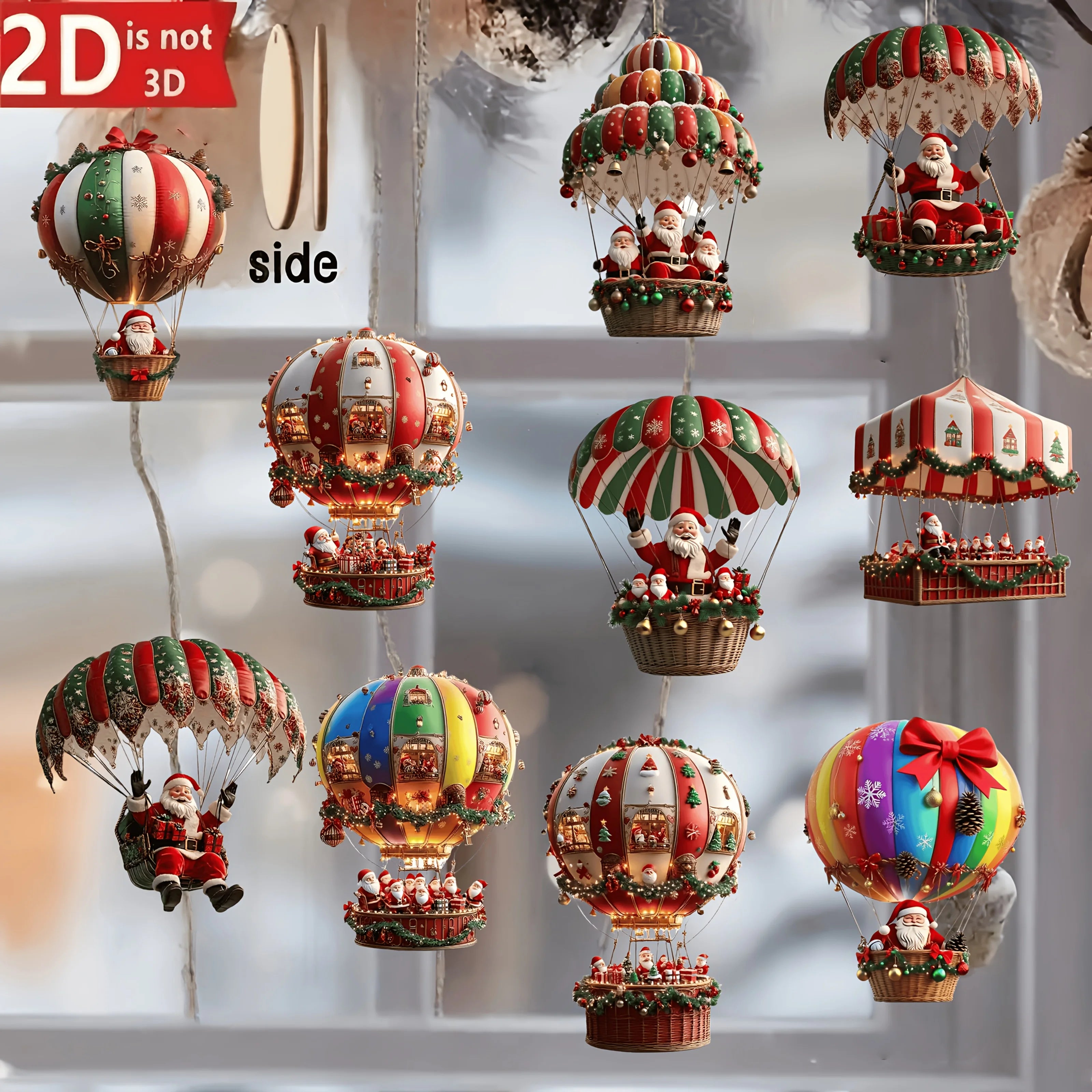 Wooden Santa Balloon Ornaments – 10PCS