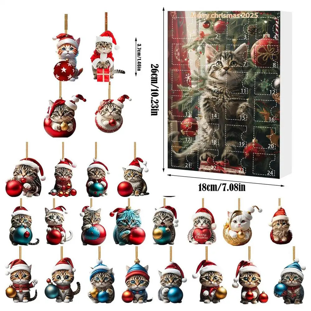 PurrJoy™ Cat Christmas Advent Ornaments – 24 Days of Cute Surprises