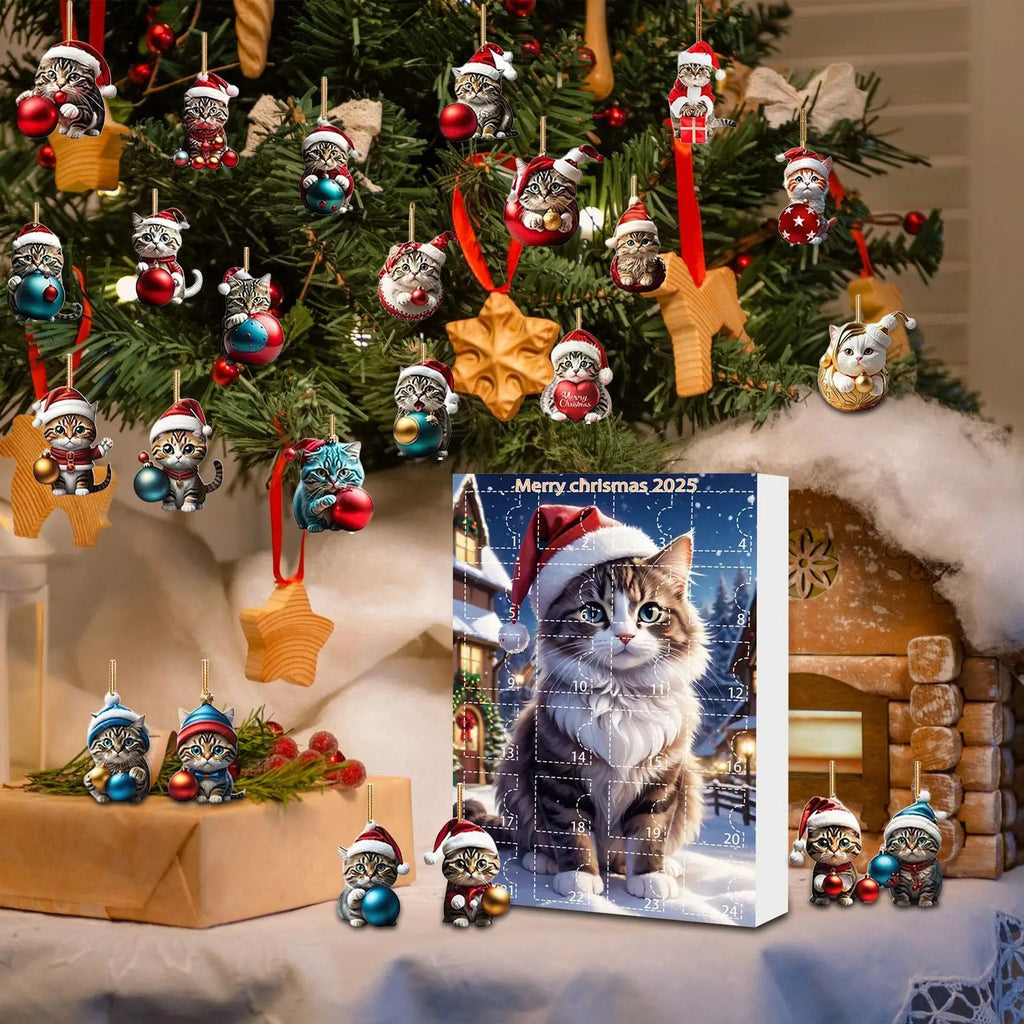 PurrJoy™ Cat Christmas Advent Ornaments – 24 Days of Cute Surprises