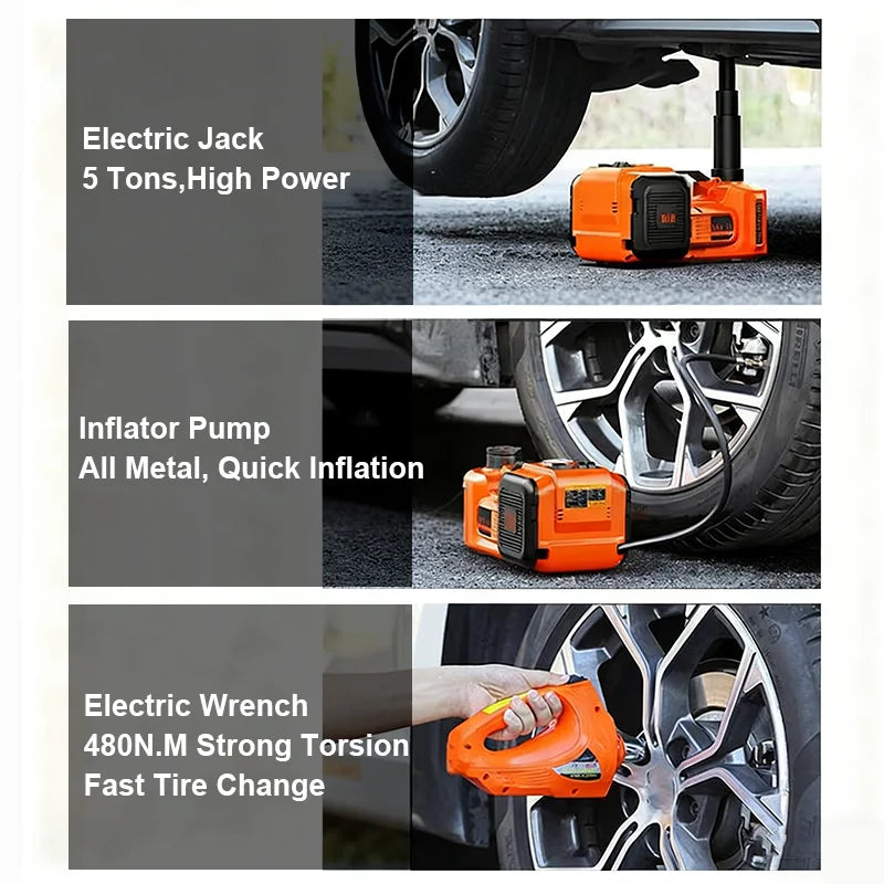 Electric Car Jack 5T – Lift, Inflate & Shine!