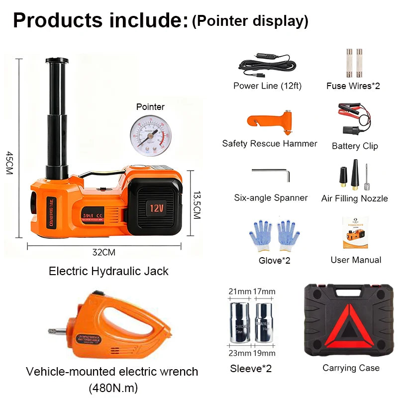 Electric Car Jack 5T – Lift, Inflate & Shine!