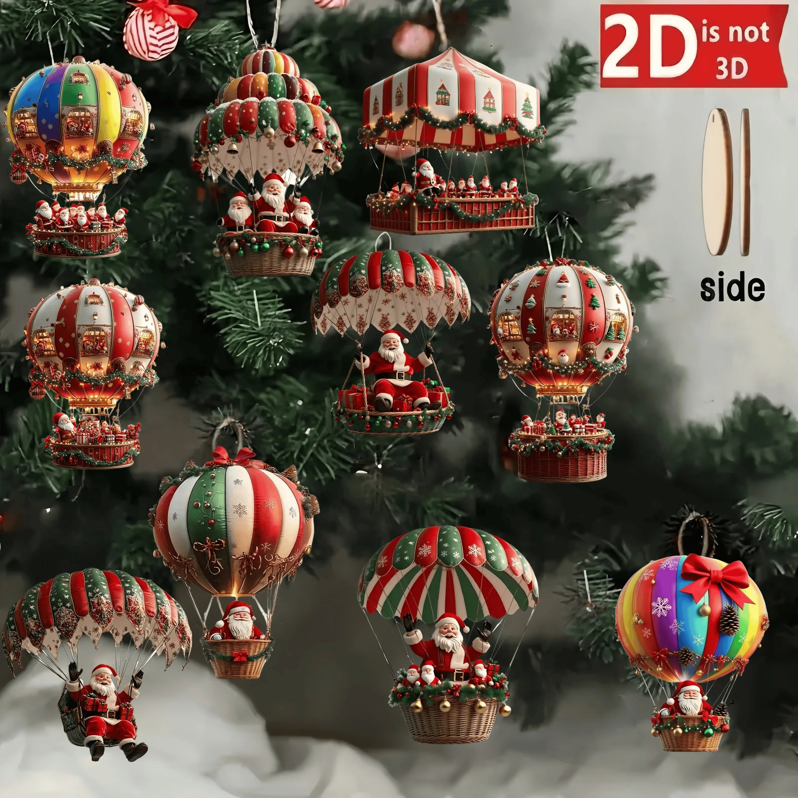 Wooden Santa Balloon Ornaments – 10PCS