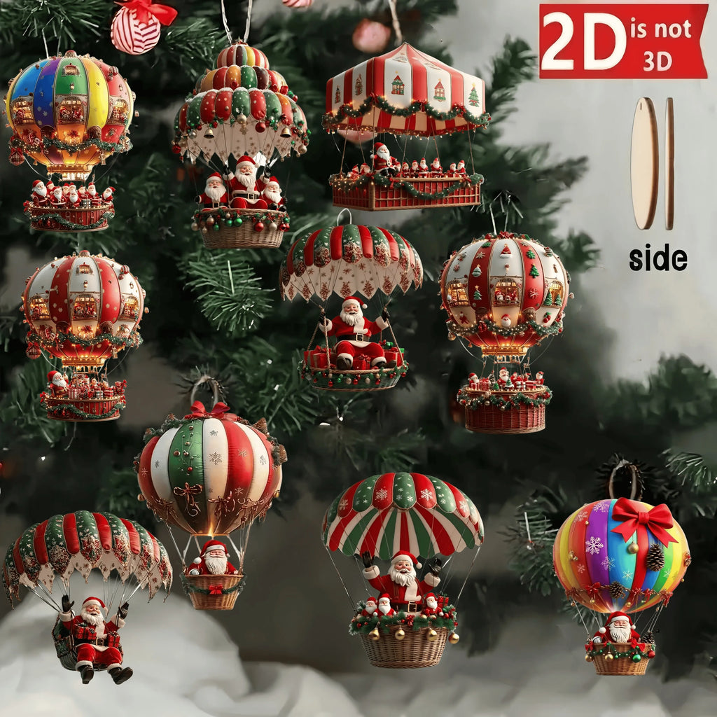 Wooden Santa Balloon Ornaments – 10PCS