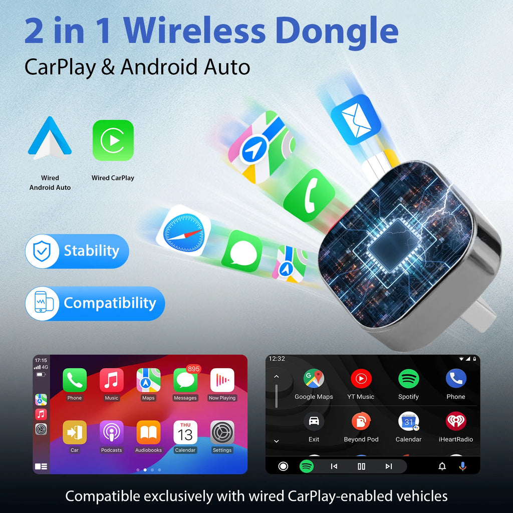 Pionray™ Wireless CarPlay & Android Auto Adapter