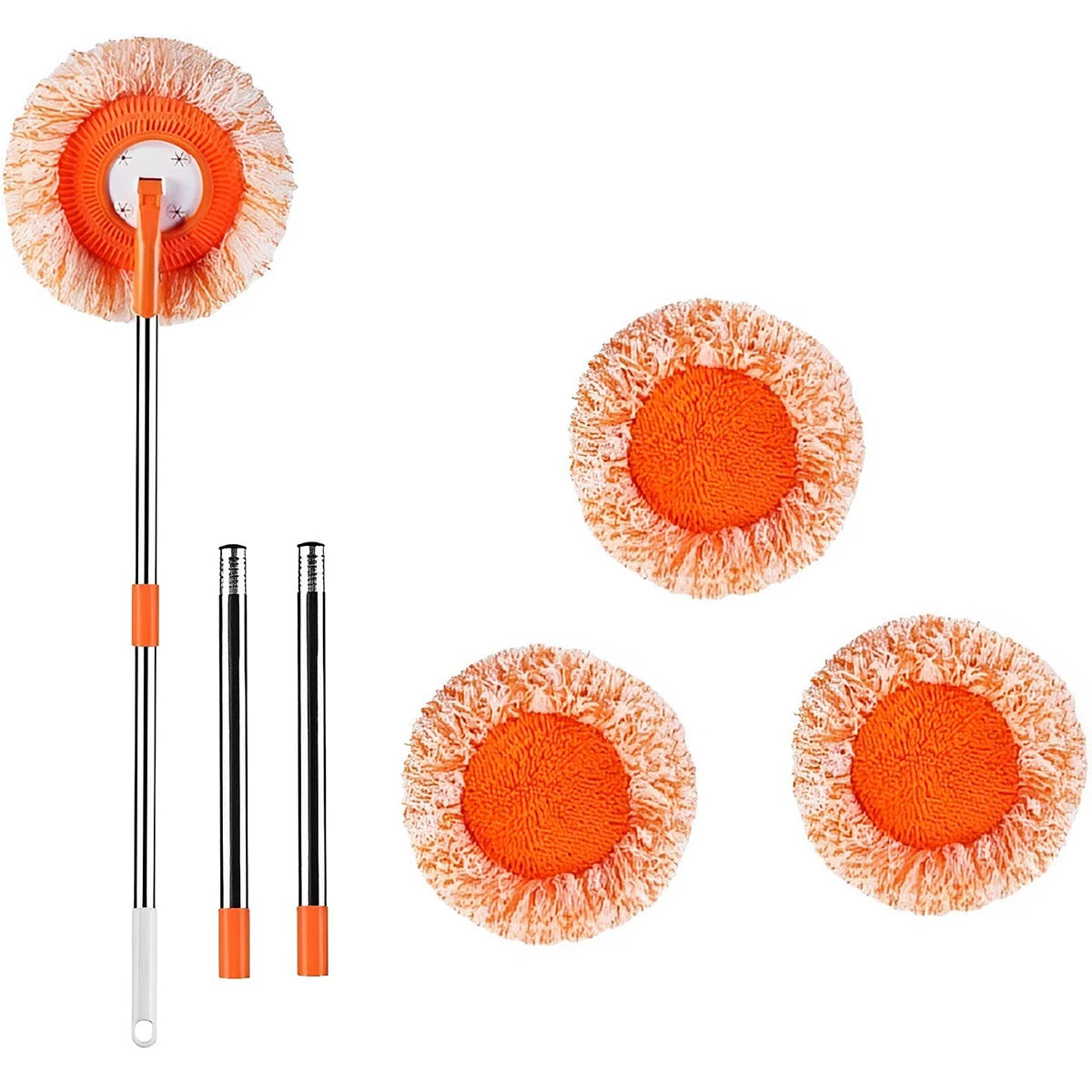 SunMop 360 – Round Coral Velvet Ceiling & Floor Mop Set