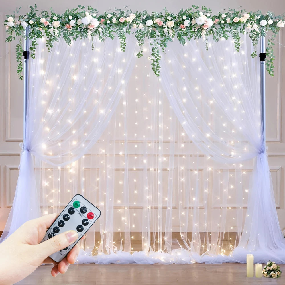 TwinkleGlow USB Curtain String Lights