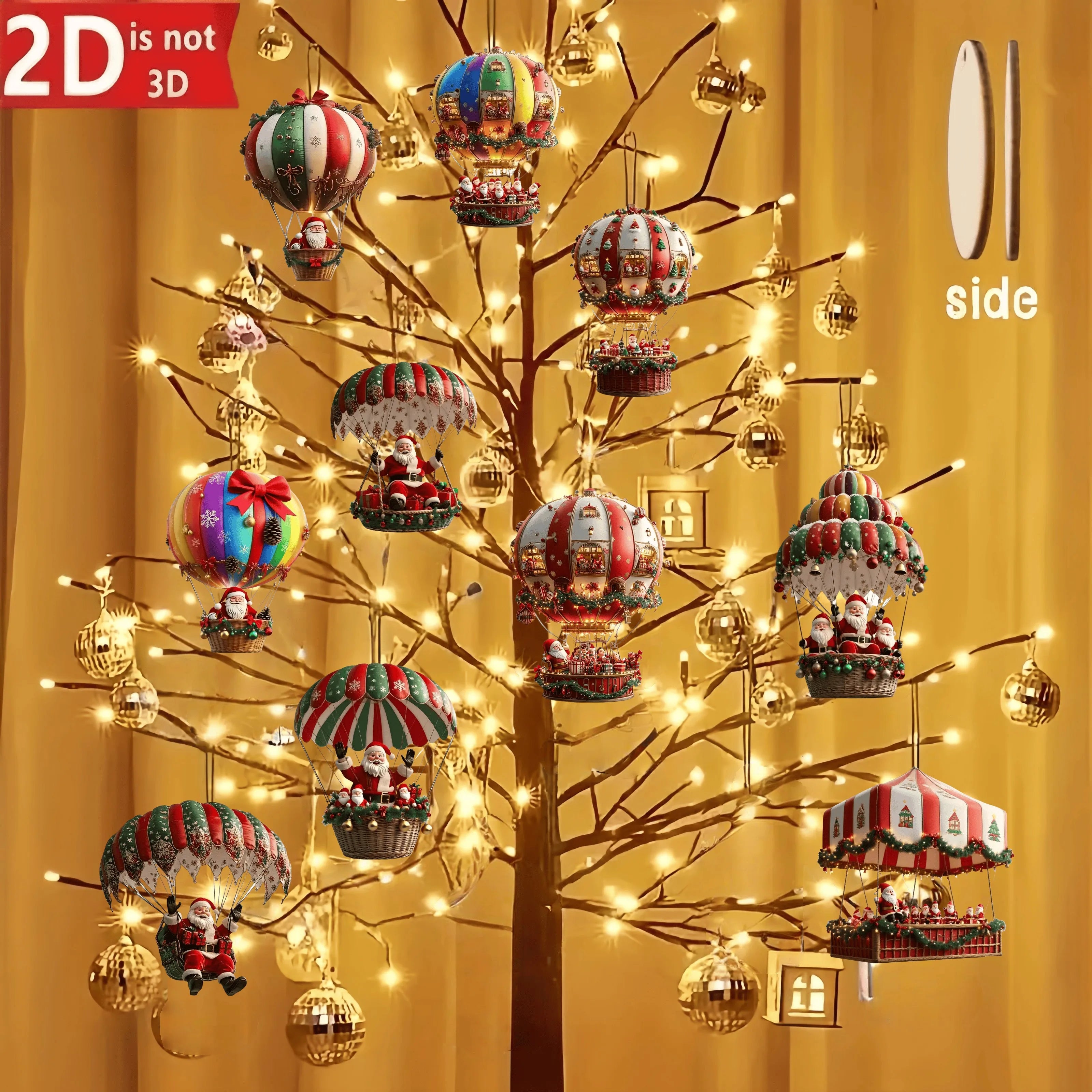 Wooden Santa Balloon Ornaments – 10PCS