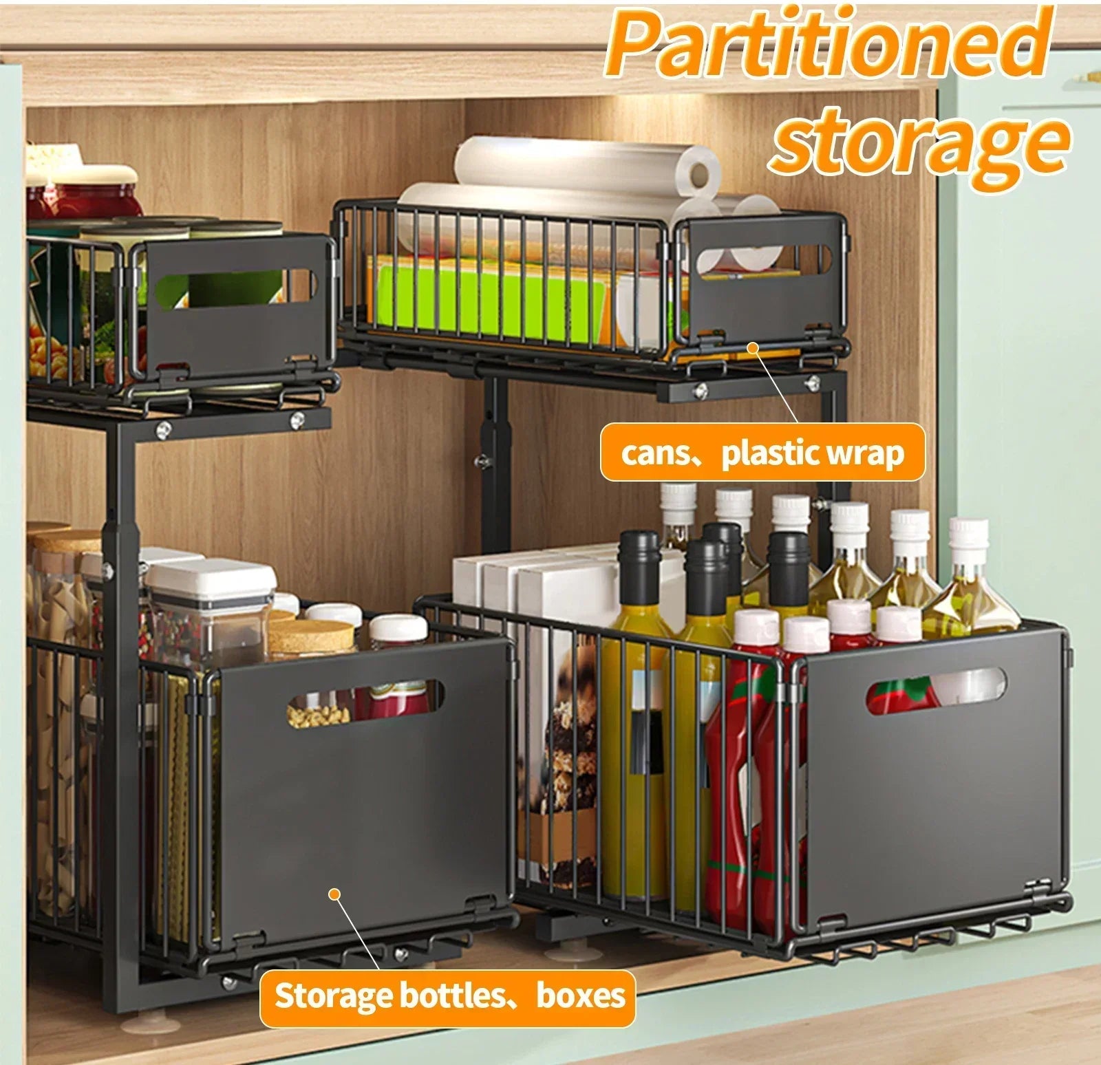 SpaceMaster™ 2-Tier Sliding Under-Sink Organizer