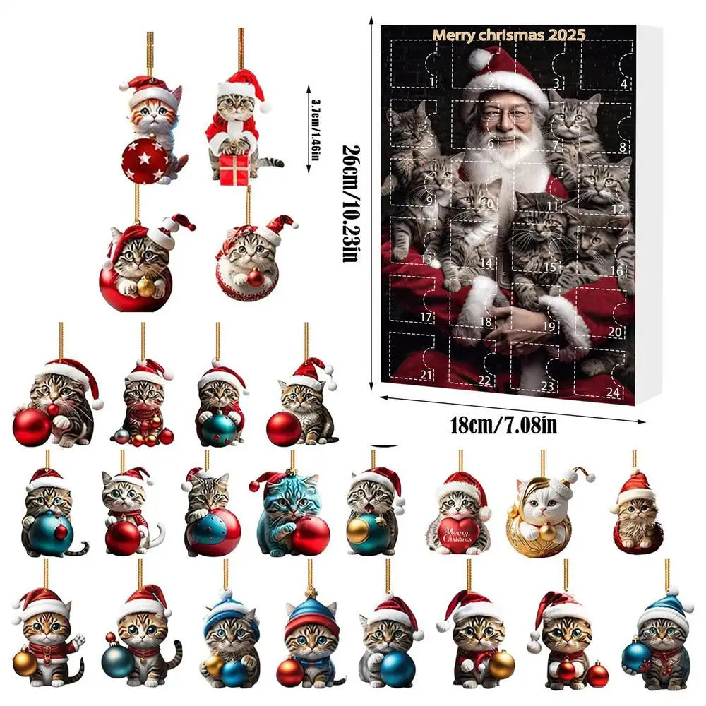 PurrJoy™ Cat Christmas Advent Ornaments – 24 Days of Cute Surprises