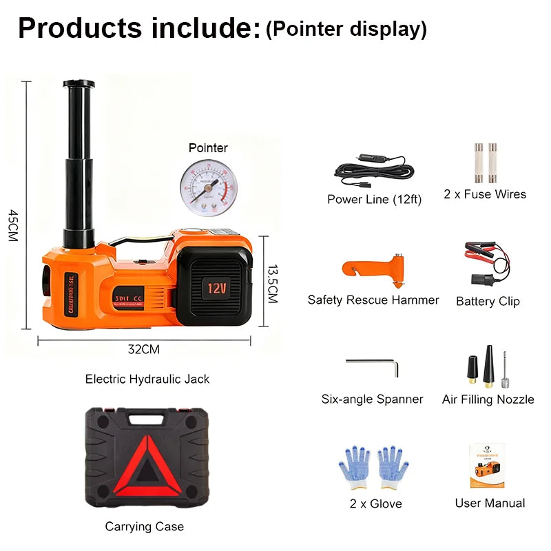 Electric Car Jack 5T – Lift, Inflate & Shine!