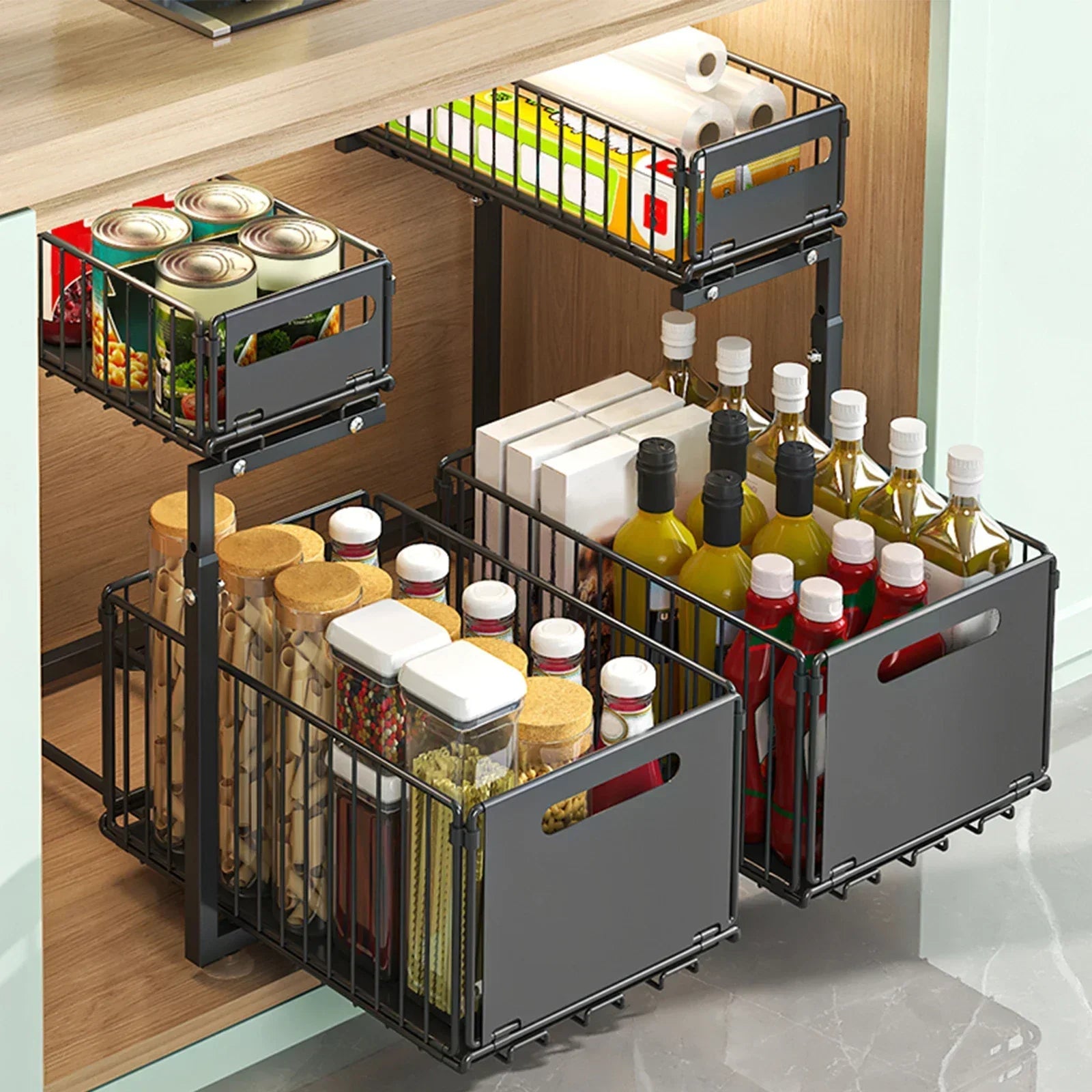 SpaceMaster™ 2-Tier Sliding Under-Sink Organizer