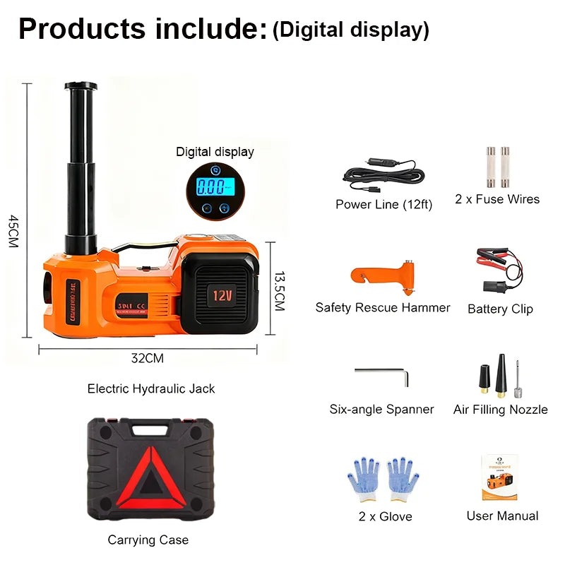 Electric Car Jack 5T – Lift, Inflate & Shine!