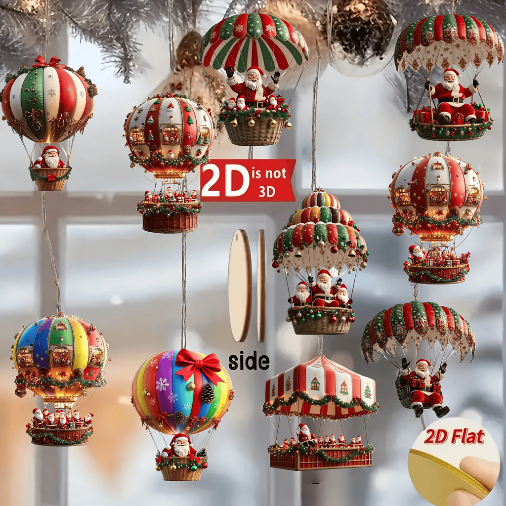 Wooden Santa Balloon Ornaments – 10PCS