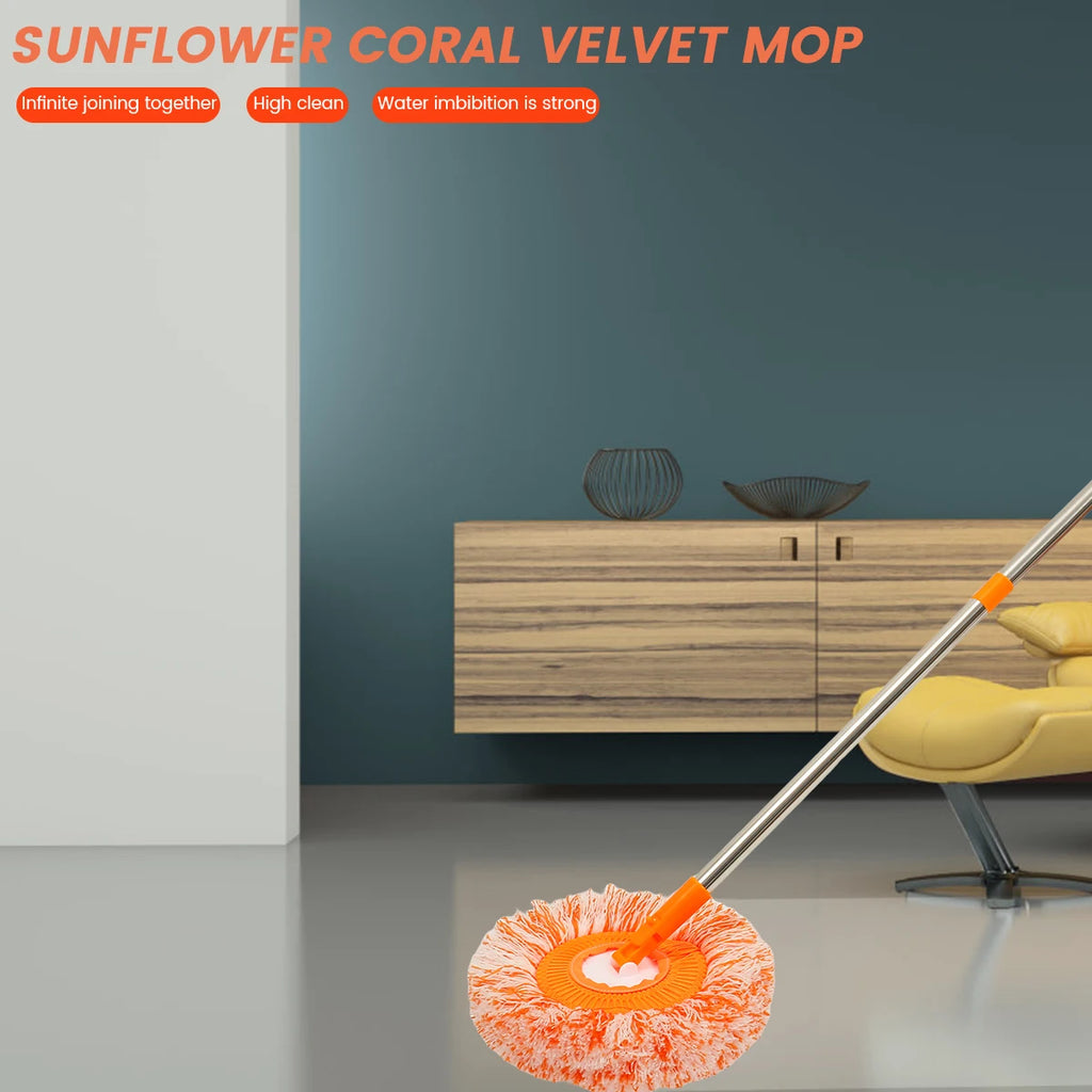 SunMop 360 – Round Coral Velvet Ceiling & Floor Mop Set