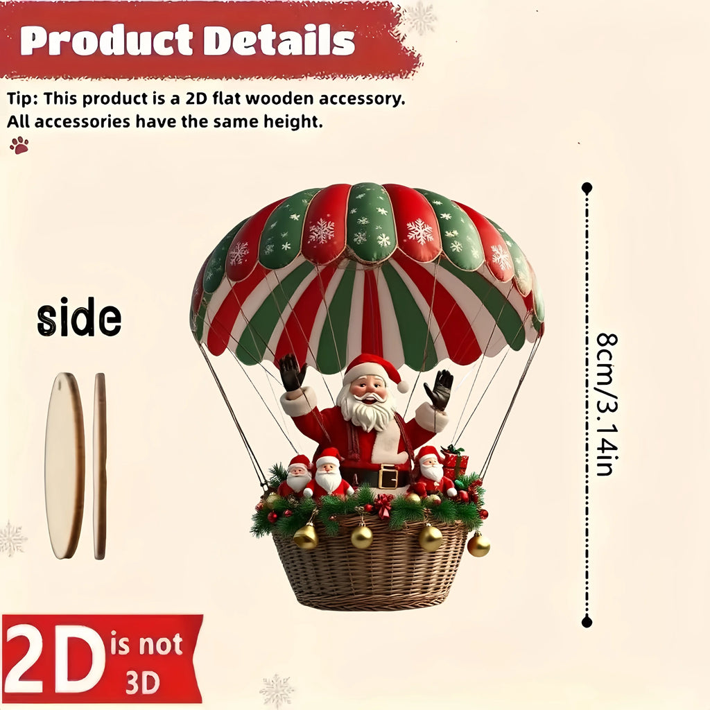 Wooden Santa Balloon Ornaments – 10PCS