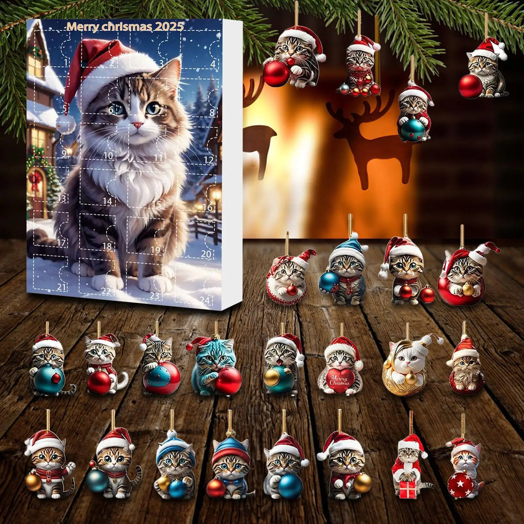 PurrJoy™ Cat Christmas Advent Ornaments – 24 Days of Cute Surprises