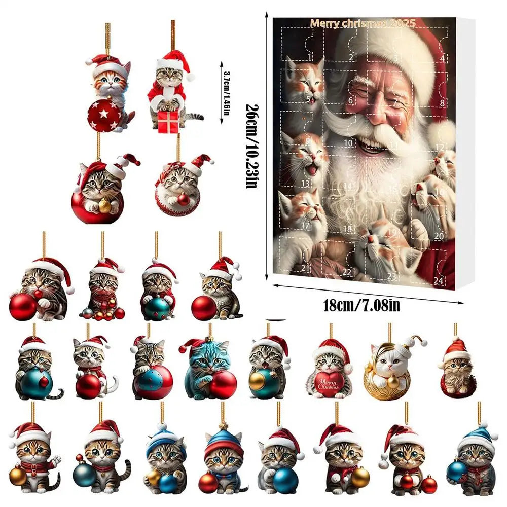 PurrJoy™ Cat Christmas Advent Ornaments – 24 Days of Cute Surprises