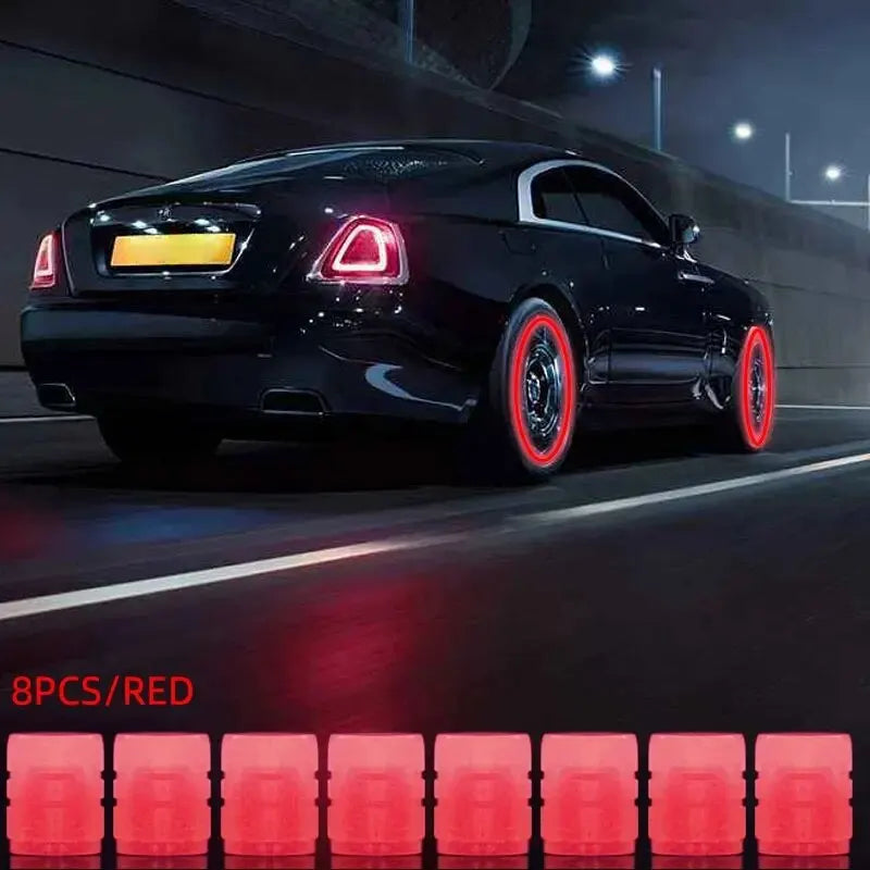 GlowCap Set – Luminous Tire Valve Caps (8PCS)