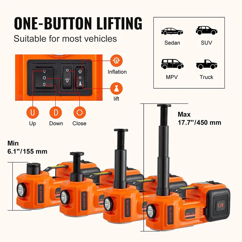 Electric Car Jack 5T – Lift, Inflate & Shine!