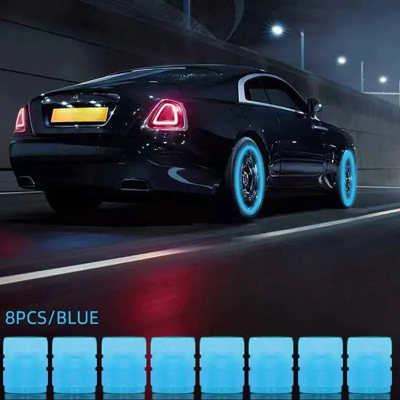 GlowCap Set – Luminous Tire Valve Caps (8PCS)