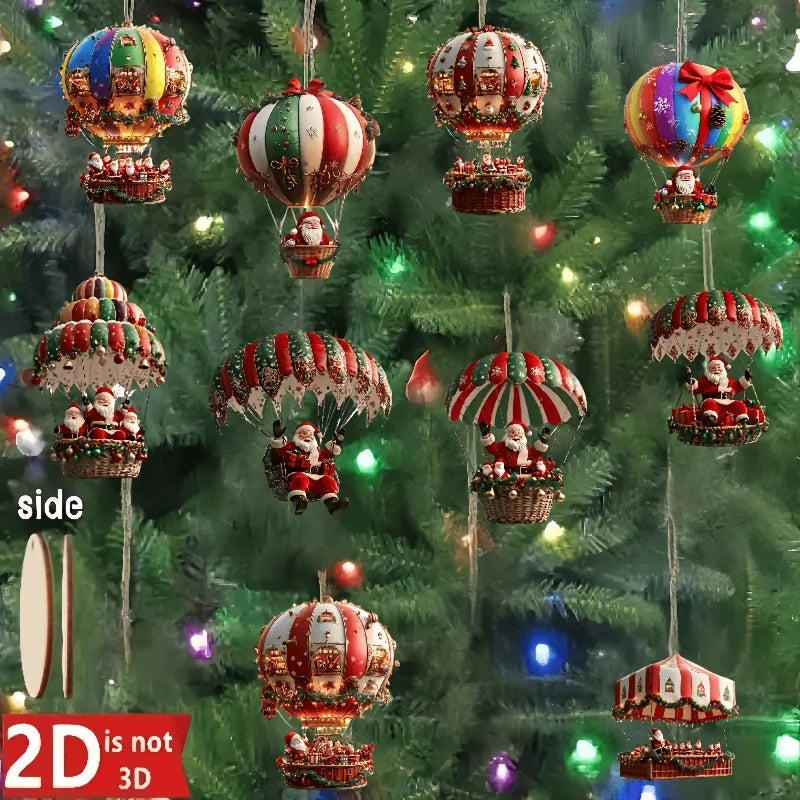 Wooden Santa Balloon Ornaments – 10PCS