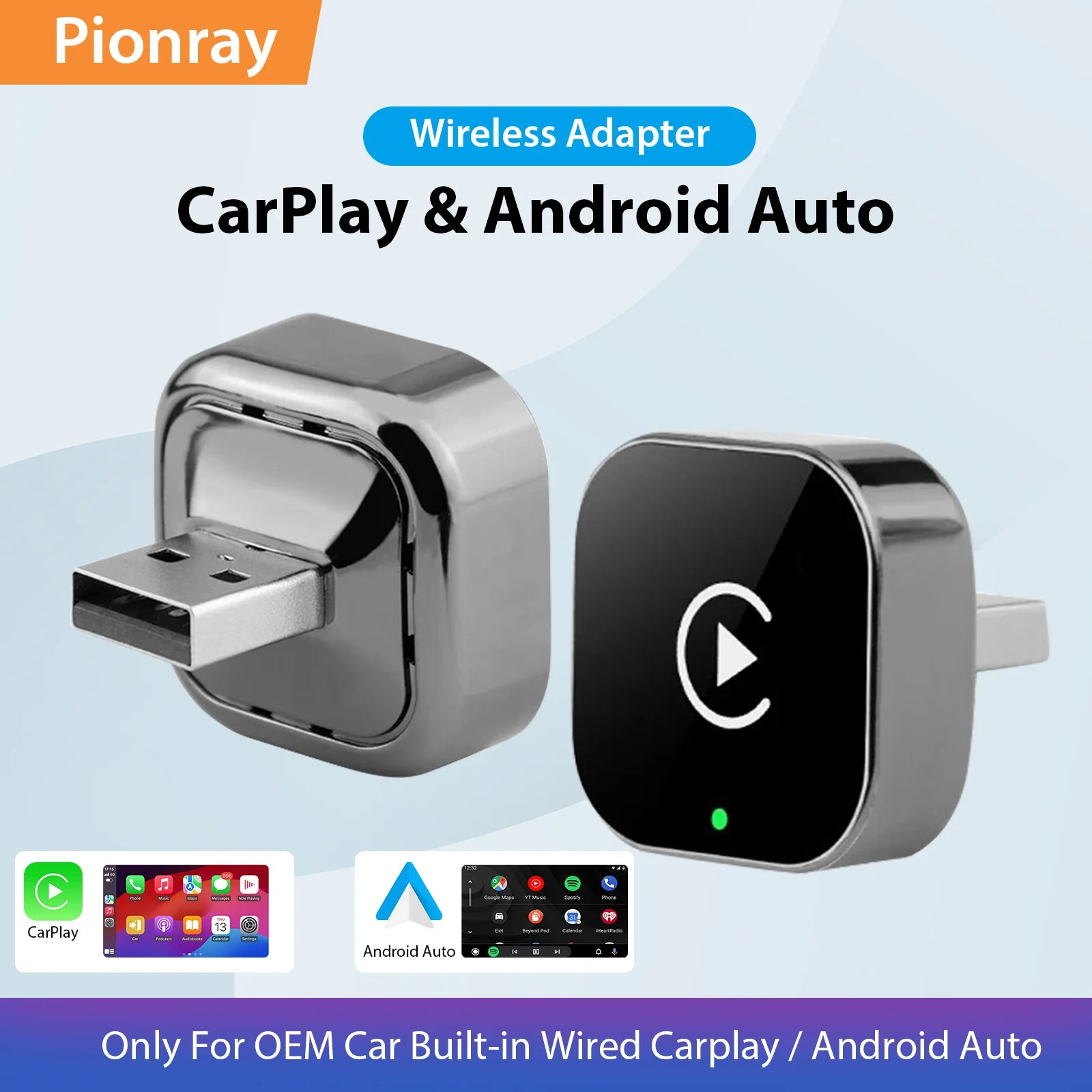 Pionray™ Wireless CarPlay & Android Auto Adapter
