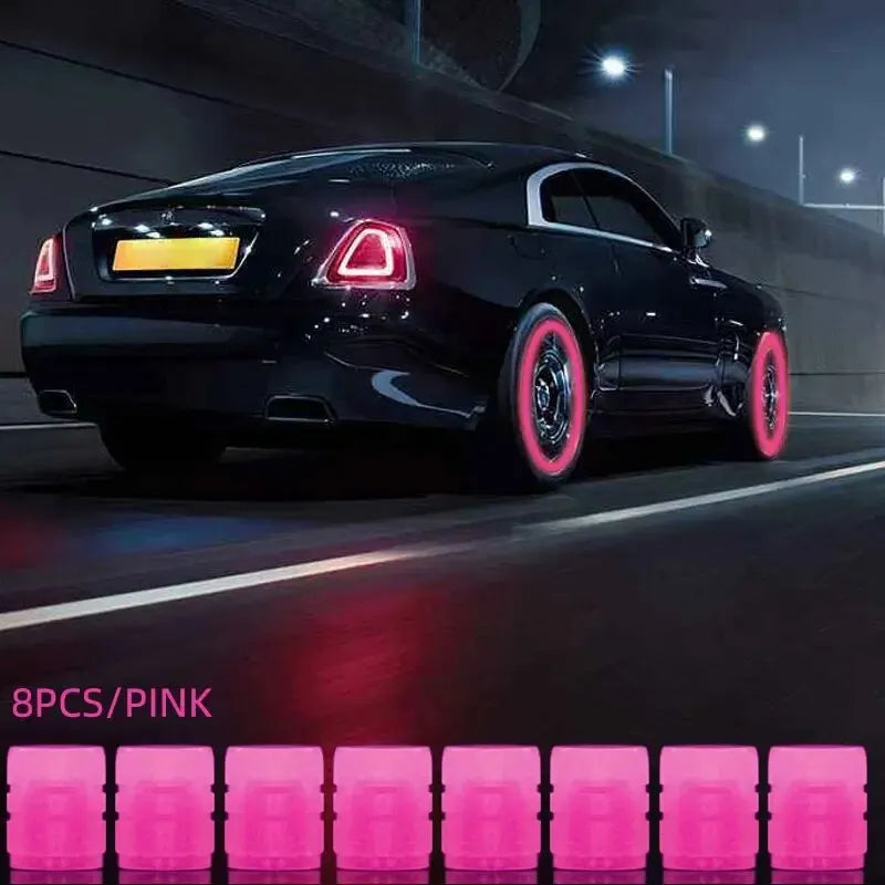 GlowCap Set – Luminous Tire Valve Caps (8PCS)